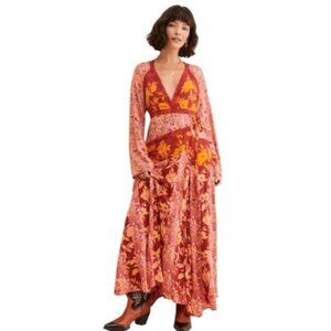 NWT Free People Tilda Boho Long Sleeve Maxi Wrap Dress